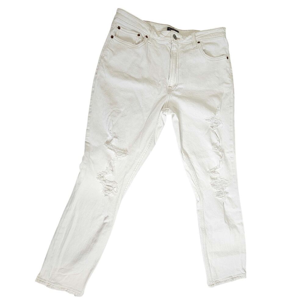Abercrombie & Fitch Simone High Rise Ankle Jeans Distressed White Size 12/31